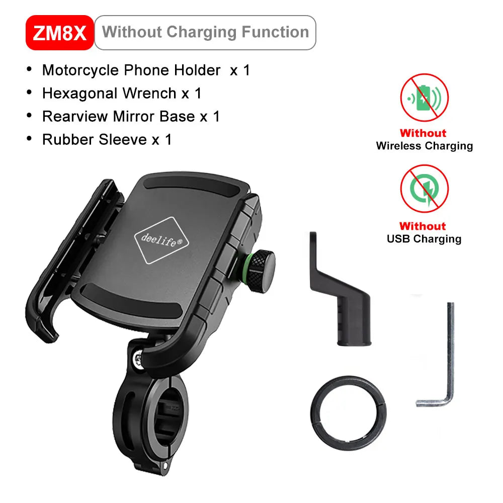 Deelife Motorcycle Phone Holder for Moto Motorbike Mirror Mobile Stand Support USB Charger Wireless Charging Cellphone Mount - Slobuy