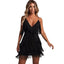Deep V-Neck Backless Tassel Dress - Slobuy