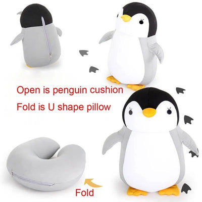Deformable U-shape Travel Pillows  Airplane Penguins Cushion Plush Toy Neck Pillow - Slobuy