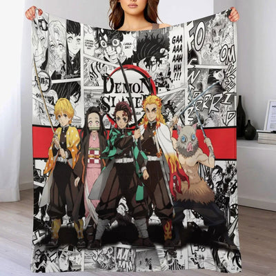 Demon Antistatic Soft Blankets & Throws Blanket Slayer Fluffy Decorative Anime Custom Fleece - Slobuy