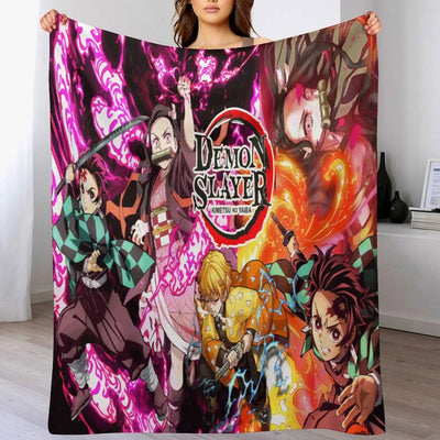 Demon Antistatic Soft Blankets & Throws Blanket Slayer Fluffy Decorative Anime Custom Fleece - Slobuy