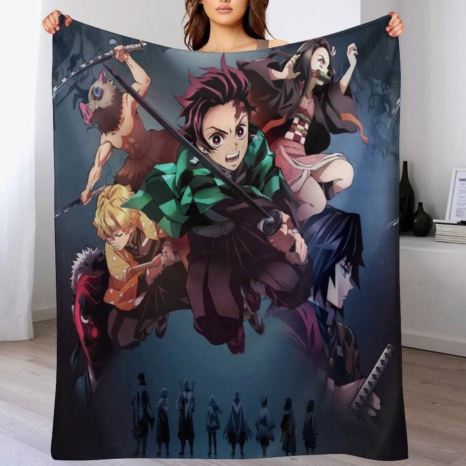 Demon Antistatic Soft Blankets & Throws Blanket Slayer Fluffy Decorative Anime Custom Fleece - Slobuy
