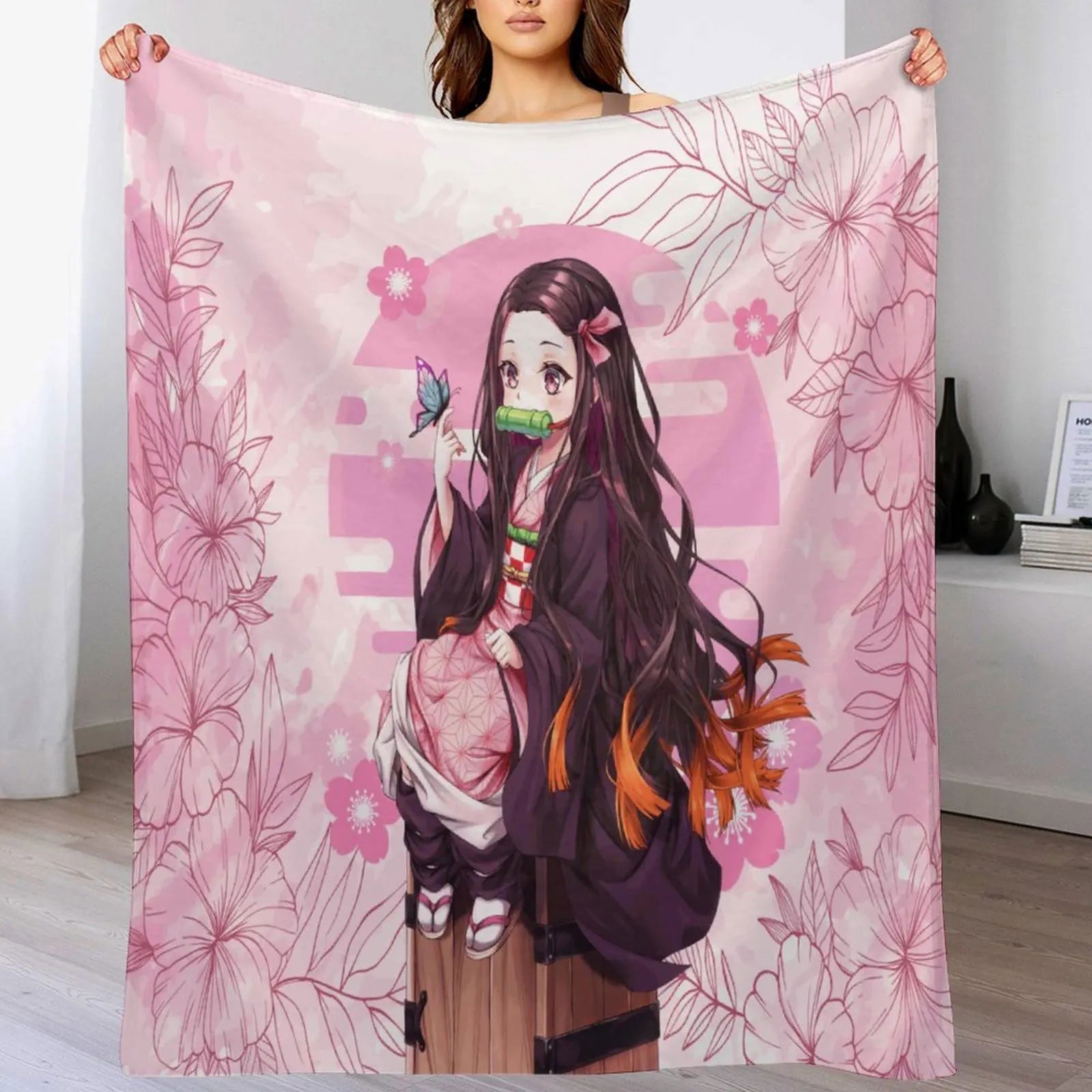 Demon Antistatic Soft Blankets & Throws Blanket Slayer Fluffy Decorative Anime Custom Fleece - Slobuy