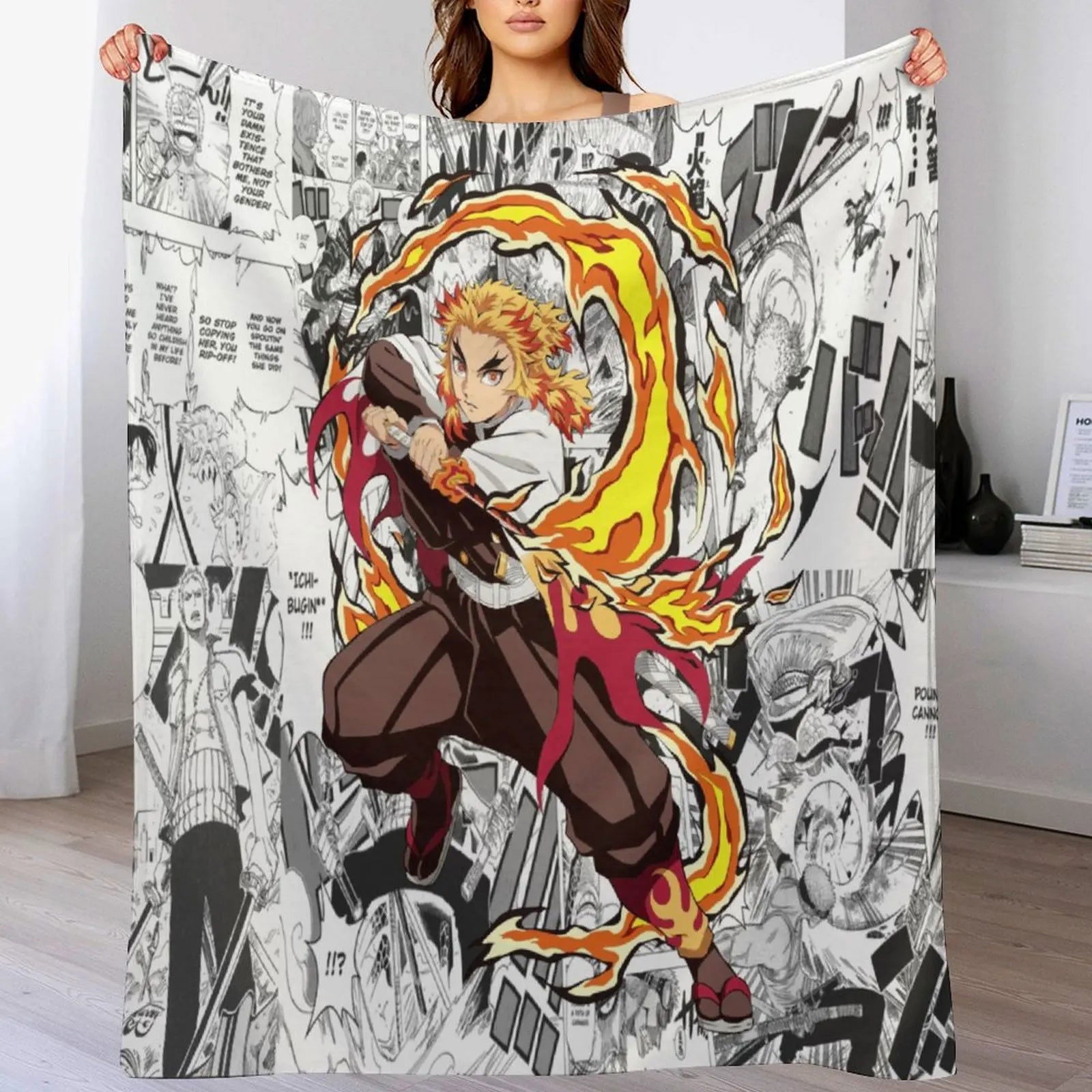 Demon Antistatic Soft Blankets & Throws Blanket Slayer Fluffy Decorative Anime Custom Fleece - Slobuy