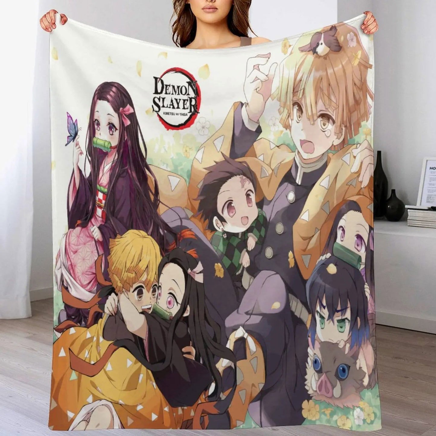 Demon Antistatic Soft Blankets & Throws Blanket Slayer Fluffy Decorative Anime Custom Fleece - Slobuy