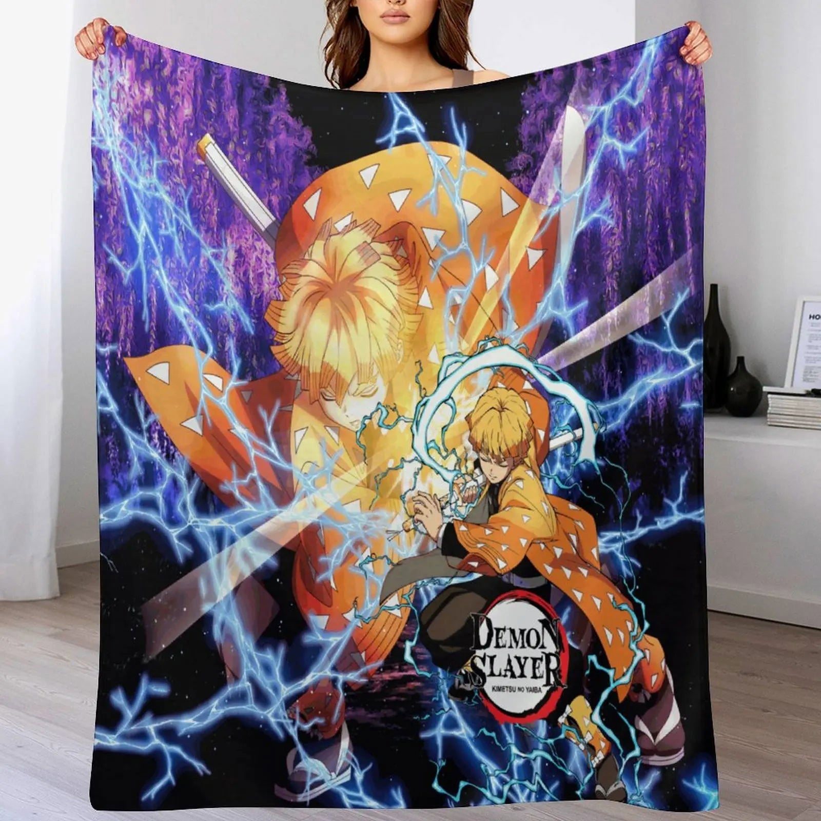 Demon Antistatic Soft Blankets & Throws Blanket Slayer Fluffy Decorative Anime Custom Fleece - Slobuy