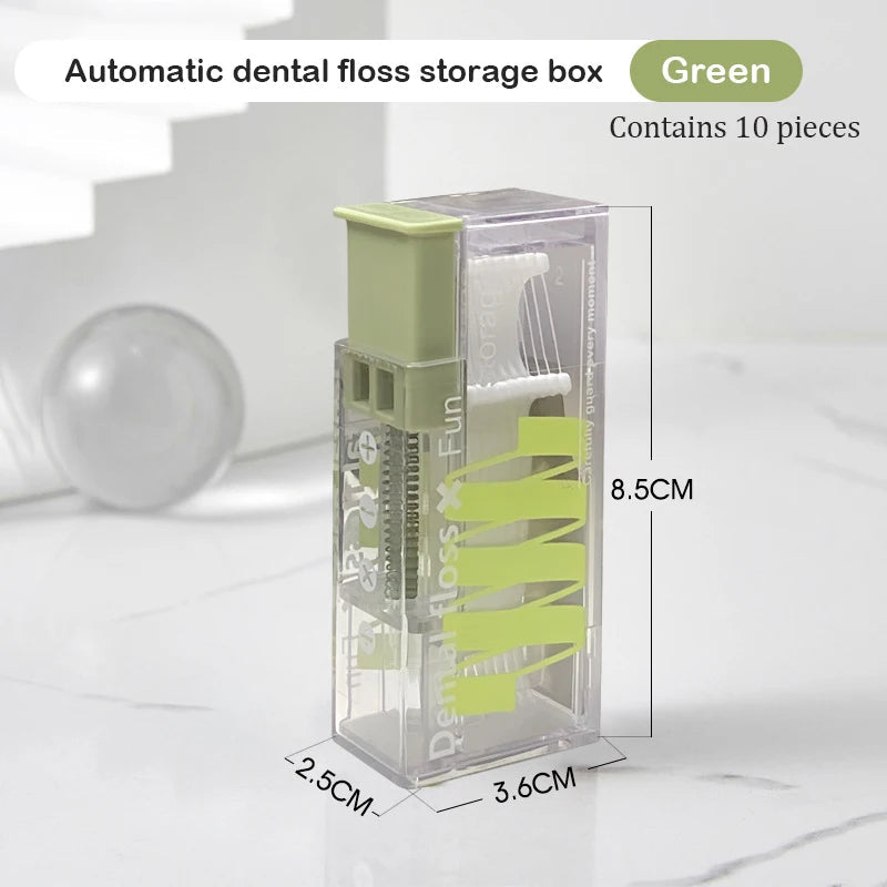 Dental Floss Dispenser Containing 10Pcs Floss Dental Floss Storage Box Auto Refillable Oral Hygiene Care Floss Pick - Slobuy