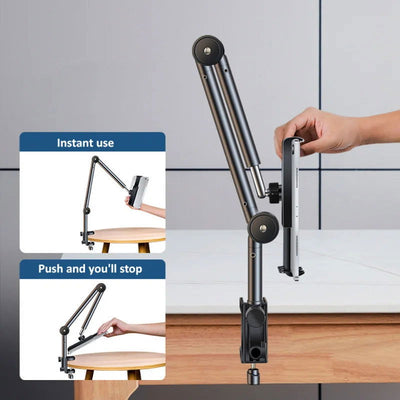 Desk Alloy Long Arm Tablet Bracket Adjustable Foldable Tablet Stand Support Flexible Folding Holder for IPad Pro Pad Accessories - Slobuy