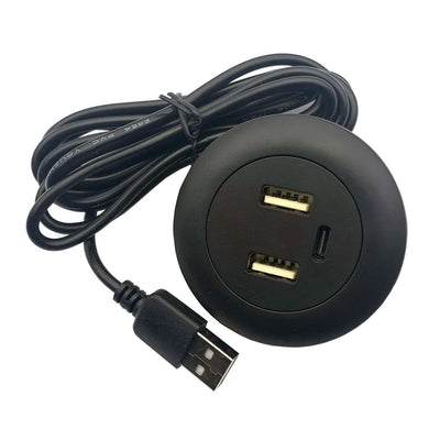 Desktop Hole Embedded 5V2A USB to 2USB+type-C Dual Socket Hidden Charging Furniture Office Invisible Mobile Phone Fast Charging - Slobuy