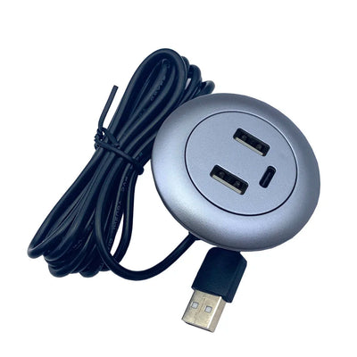 Desktop Hole Embedded 5V2A USB to 2USB+type-C Dual Socket Hidden Charging Furniture Office Invisible Mobile Phone Fast Charging - Slobuy