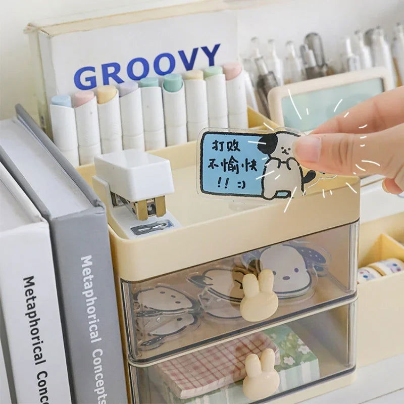 Desktop Transparent Cosmetics Storage Box Desktop Organizer with Drawers Pen Holder Stationary Storage Rack for Office Desks - Slobuy