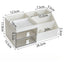 Desktop Transparent Cosmetics Storage Box Desktop Organizer with Drawers Pen Holder Stationary Storage Rack for Office Desks - Slobuy
