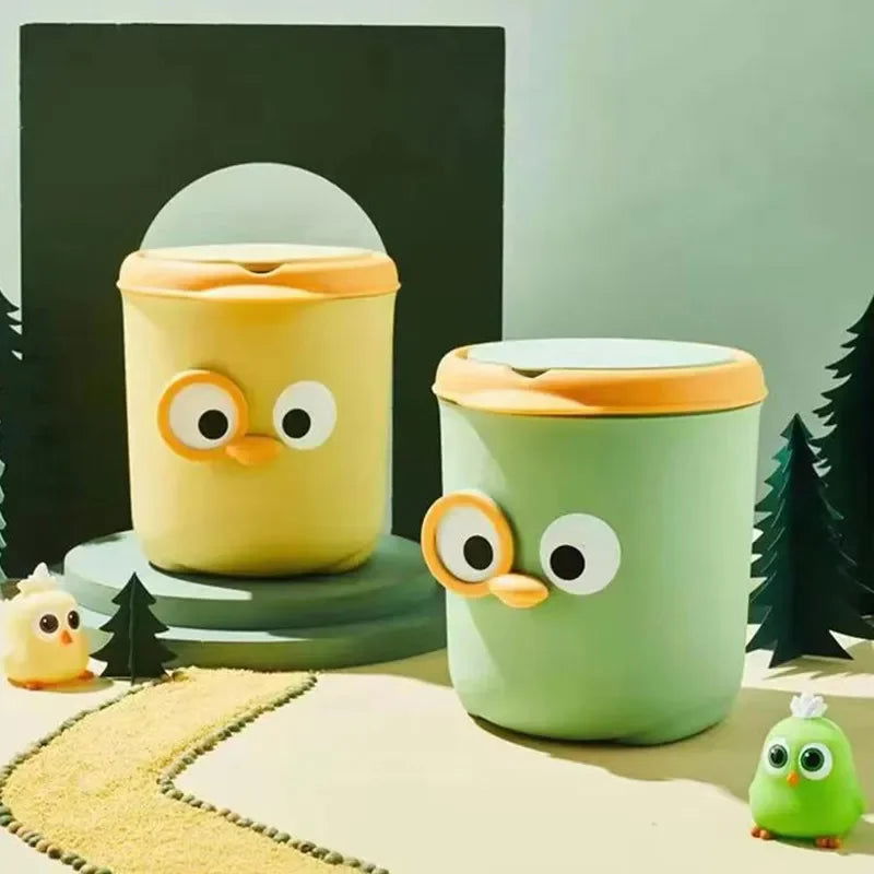 Desktop Trash Can Cute Dustbin Mini INS Simple Belt Lid Small Storage Bucket Kitchen Basket Garbage Bin for Office Home Rubbish - Slobuy