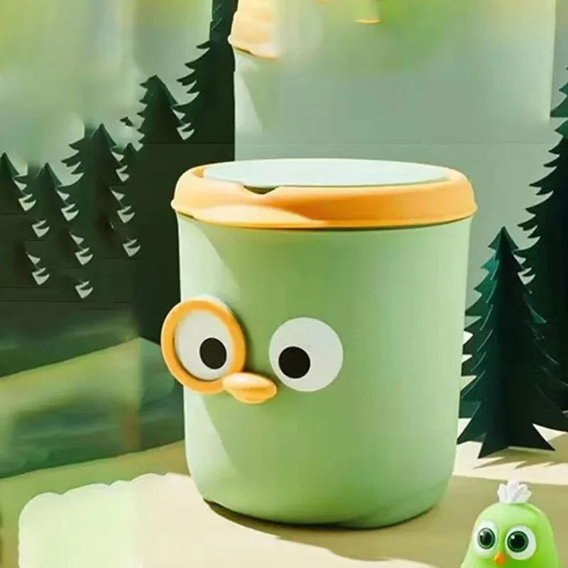 Desktop Trash Can Cute Dustbin Mini INS Simple Belt Lid Small Storage Bucket Kitchen Basket Garbage Bin for Office Home Rubbish - Slobuy
