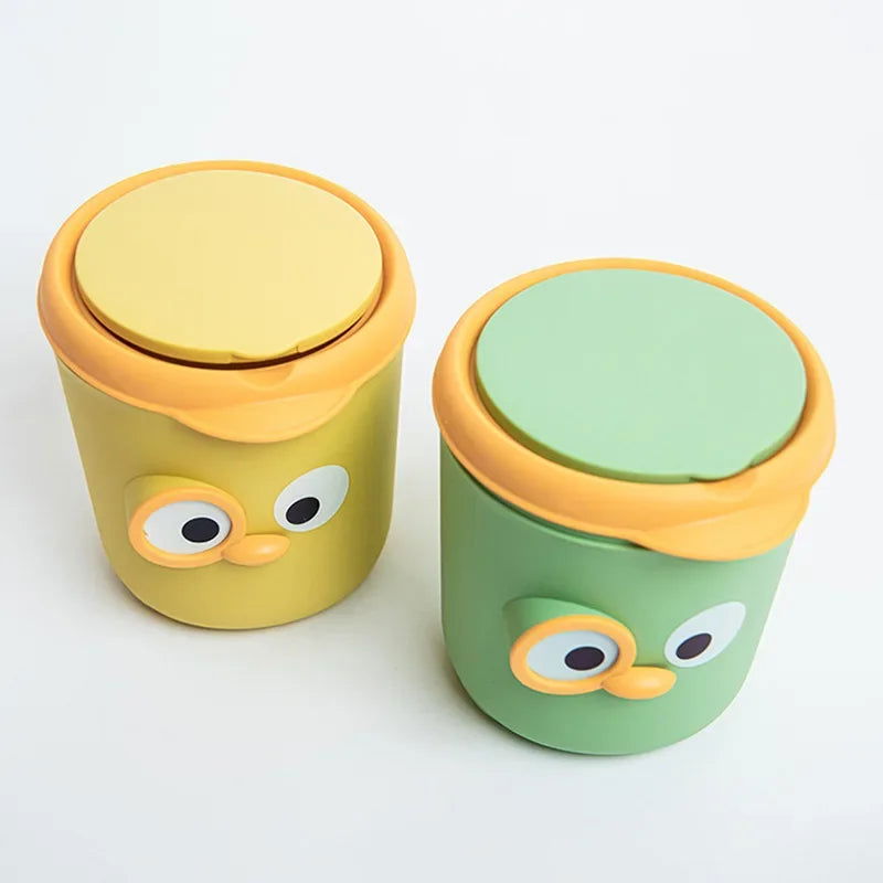 Desktop Trash Can Cute Dustbin Mini INS Simple Belt Lid Small Storage Bucket Kitchen Basket Garbage Bin for Office Home Rubbish - Slobuy