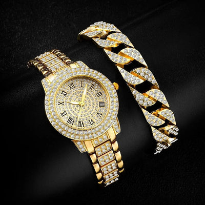 Diamond Women Watches Gold Watch Ladies Wrist Watches Luxury Brand Rhinestone Womens Bracelet Watches Female Relogio Feminino - Slobuy