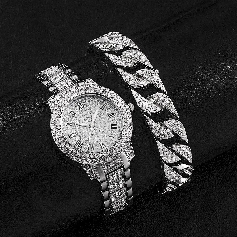 Diamond Women Watches Gold Watch Ladies Wrist Watches Luxury Brand Rhinestone Womens Bracelet Watches Female Relogio Feminino - Slobuy