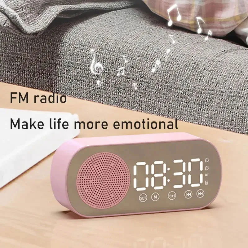 Digital Alarm Clock Wireless Bluetooth Speaker Support TF FM Radio Sound Box Bass Subwoofer Boombox Desktop Music Player - Slobuy