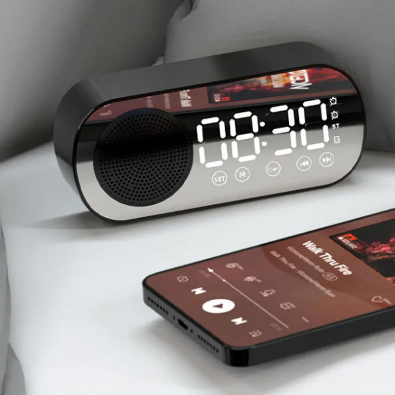 Digital Alarm Clock Wireless Bluetooth Speaker Support TF FM Radio Sound Box Bass Subwoofer Boombox Desktop Music Player - Slobuy