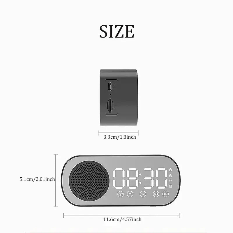 Digital Alarm Clock Wireless Bluetooth Speaker Support TF FM Radio Sound Box Bass Subwoofer Boombox Desktop Music Player - Slobuy