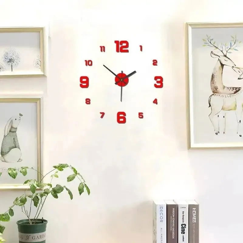 Digital Clock Wall Clock Living Room Large Garden Acrylic Mirror Sticker Decoration Decoration for Bedroom Decororation Clocks - Slobuy