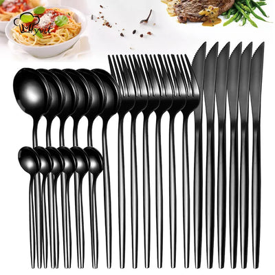 Dinnerware Silverware Set 4-24pcs Kitchen Flatware Tableware Cutlery Set for Home Restaurant Steak Knife Fork Spoon Tea Spoon - Slobuy