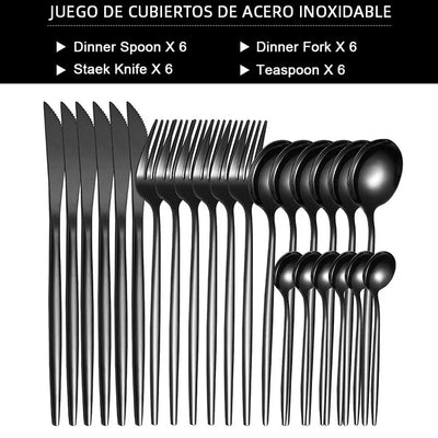 Dinnerware Silverware Set 4-24pcs Kitchen Flatware Tableware Cutlery Set for Home Restaurant Steak Knife Fork Spoon Tea Spoon - Slobuy