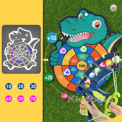 Dinosaur Sticky Ball Bow Target Dartboard Elephant Educational Toy Kids Slingshot Play Arrow Toy Set Children Outdoor Game Toys - Slobuy