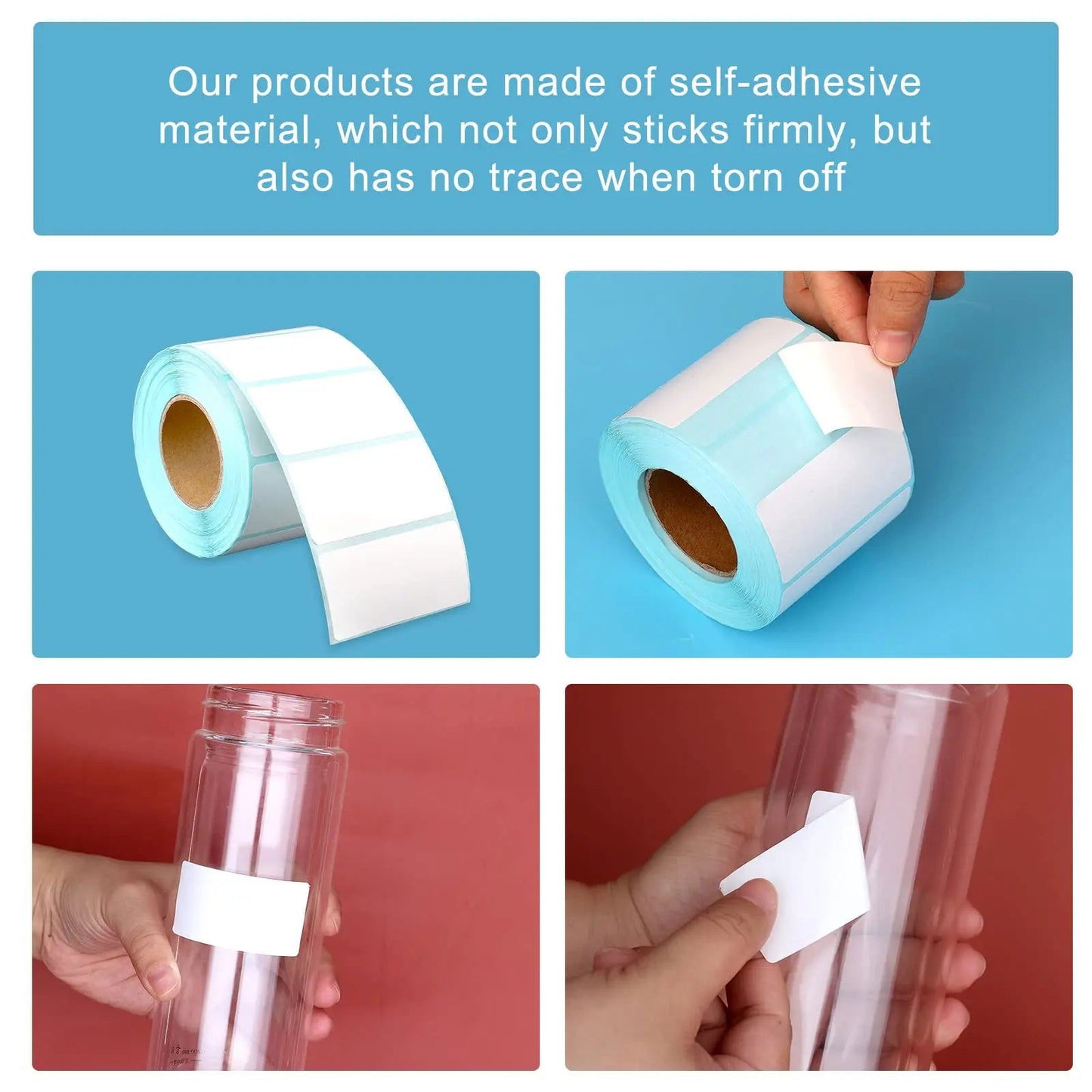 Direct Thermal Removable Blank Labels Rectangle Self-Adhesive Writable Barcode Supermarket BPA Free Stickers for Thermal-Printer - Slobuy