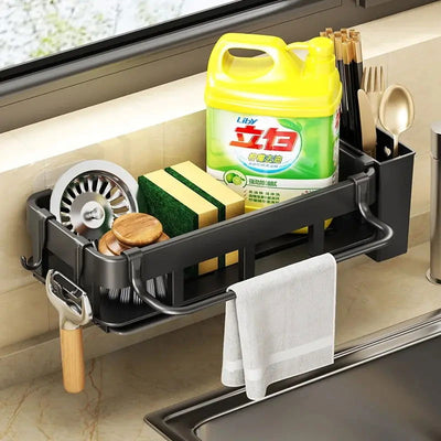 Dishrag Rack Kitchen Shelf Hole-free Shelf Shelf Wall-mounted Seasoning Shelf Home Drain Basket Sink Artifact - Slobuy