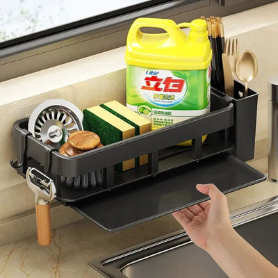 Dishrag Rack Kitchen Shelf Hole-free Shelf Shelf Wall-mounted Seasoning Shelf Home Drain Basket Sink Artifact - Slobuy