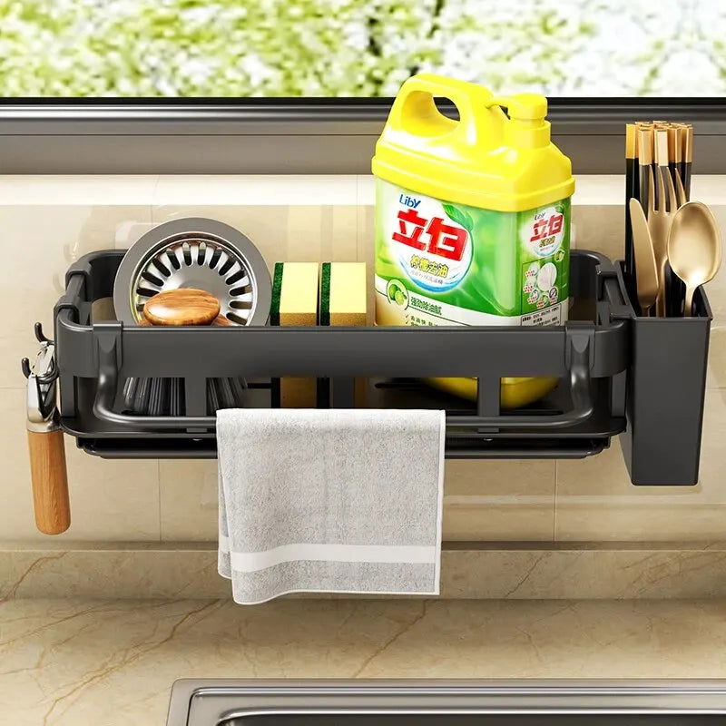 Dishrag Rack Kitchen Shelf Hole-free Shelf Shelf Wall-mounted Seasoning Shelf Home Drain Basket Sink Artifact - Slobuy