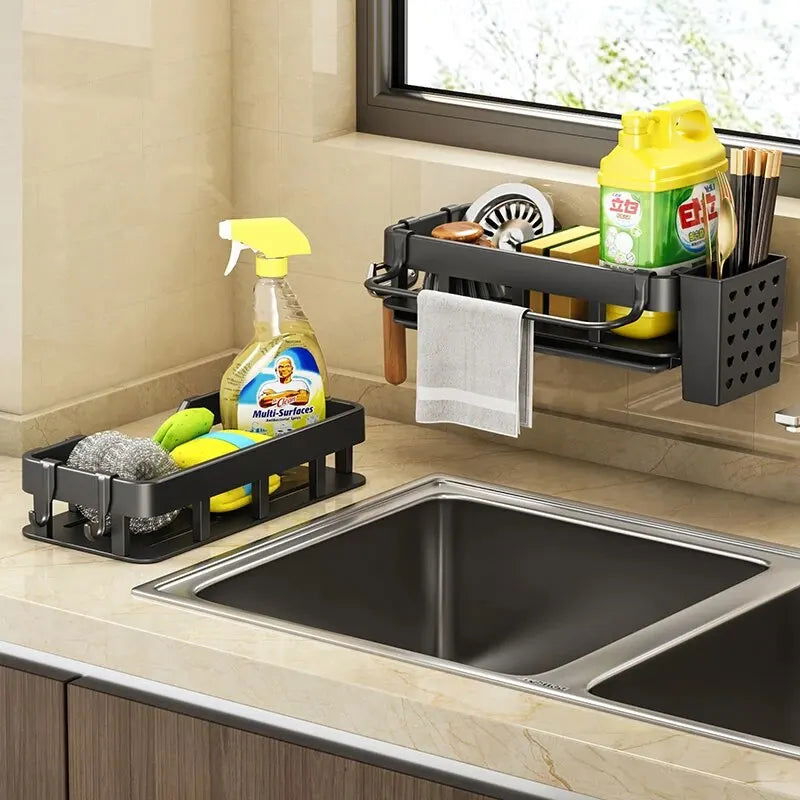 Dishrag Rack Kitchen Shelf Hole-free Shelf Shelf Wall-mounted Seasoning Shelf Home Drain Basket Sink Artifact - Slobuy