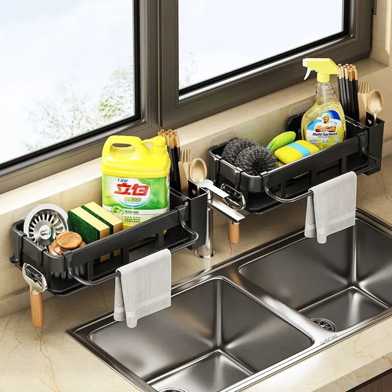 Dishrag Rack Kitchen Shelf Hole-free Shelf Shelf Wall-mounted Seasoning Shelf Home Drain Basket Sink Artifact - Slobuy