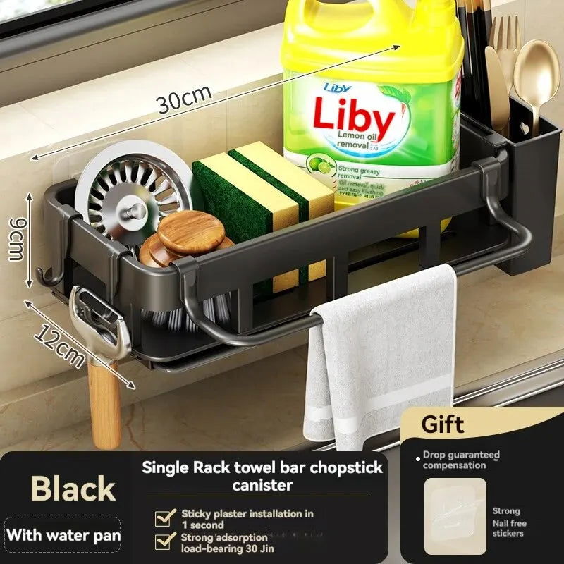 Dishrag Rack Kitchen Shelf Hole-free Shelf Shelf Wall-mounted Seasoning Shelf Home Drain Basket Sink Artifact - Slobuy