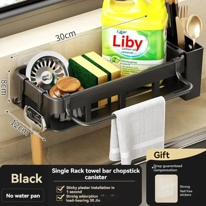 Dishrag Rack Kitchen Shelf Hole-free Shelf Shelf Wall-mounted Seasoning Shelf Home Drain Basket Sink Artifact - Slobuy