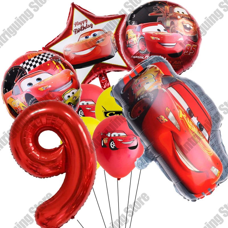 Disney Cars Lightning McQueen 32" Number Balloon Set   Baby Shower Supplies Birthday Party Decorations Kids Toy Gifts Air Globos - Slobuy