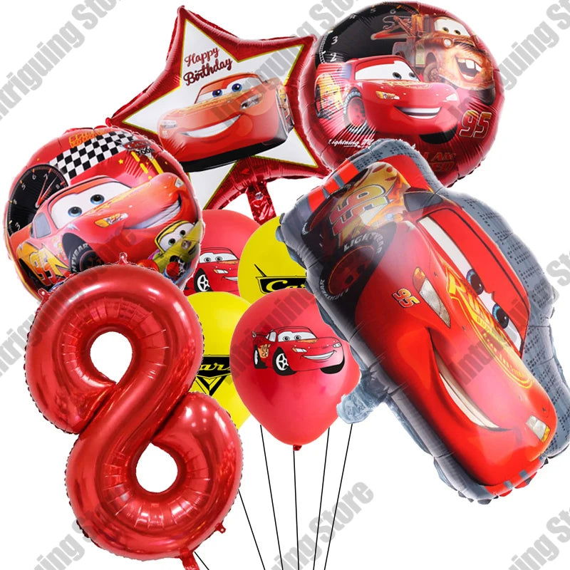 Disney Cars Lightning McQueen 32" Number Balloon Set   Baby Shower Supplies Birthday Party Decorations Kids Toy Gifts Air Globos - Slobuy