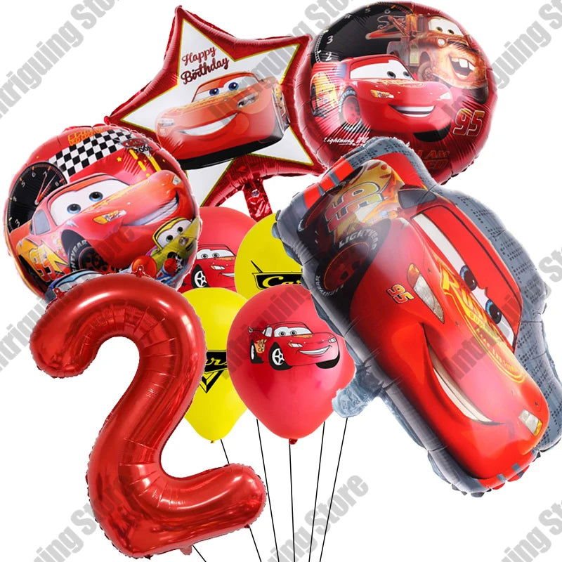 Disney Cars Lightning McQueen 32" Number Balloon Set   Baby Shower Supplies Birthday Party Decorations Kids Toy Gifts Air Globos - Slobuy