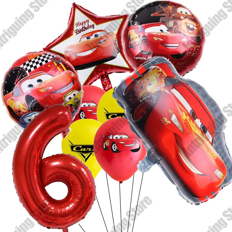 Disney Cars Lightning McQueen 32" Number Balloon Set   Baby Shower Supplies Birthday Party Decorations Kids Toy Gifts Air Globos - Slobuy