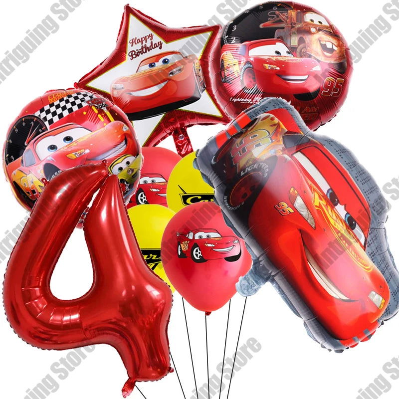 Disney Cars Lightning McQueen 32" Number Balloon Set   Baby Shower Supplies Birthday Party Decorations Kids Toy Gifts Air Globos - Slobuy