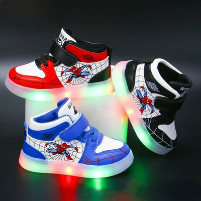 Disney Children's Led Light Shoes Fashion Aoger Spiderman Boys Sneakers Girls Cartton Casual Shoes Breathable Kids Sport Shoes - Slobuy