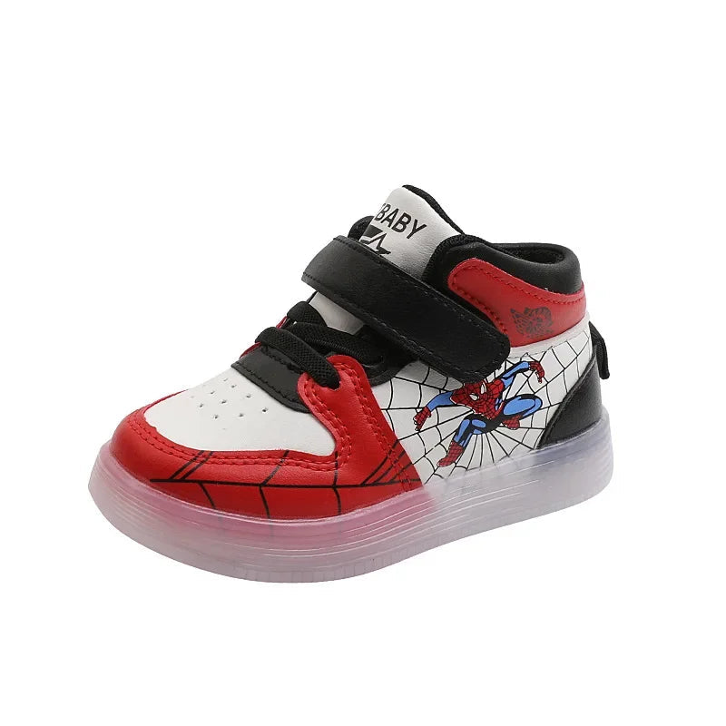 Disney Children's Led Light Shoes Fashion Aoger Spiderman Boys Sneakers Girls Cartton Casual Shoes Breathable Kids Sport Shoes - Slobuy