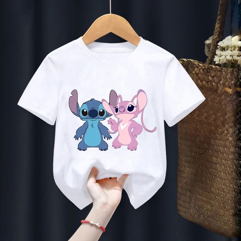 Disney Lilo Stitch Children T-Shirt Kawaii T Shirt Anime Cartoons Children Casual Clothes Tee Shirt Kid Girl Boy Fashion Y2K Top - Slobuy