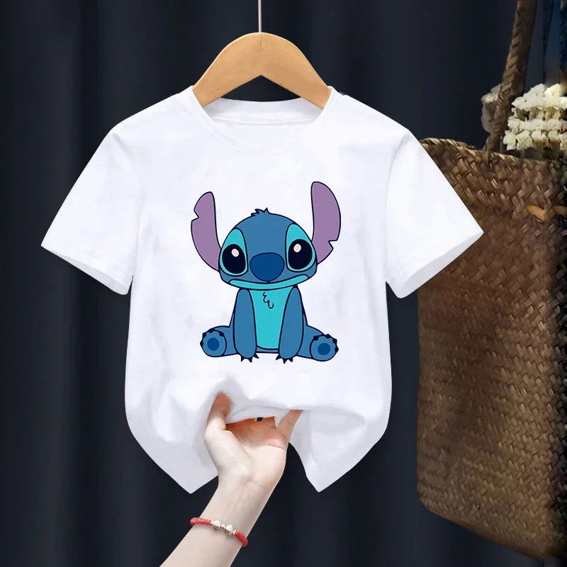 Disney Lilo Stitch Children T-Shirt Kawaii T Shirt Anime Cartoons Children Casual Clothes Tee Shirt Kid Girl Boy Fashion Y2K Top - Slobuy