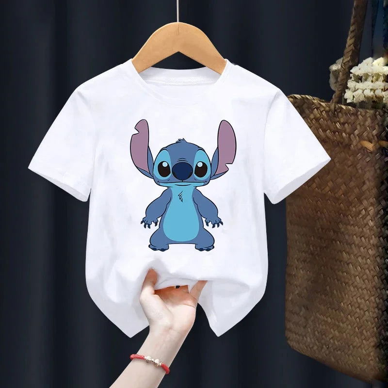 Disney Lilo Stitch Children T-Shirt Kawaii T Shirt Anime Cartoons Children Casual Clothes Tee Shirt Kid Girl Boy Fashion Y2K Top - Slobuy