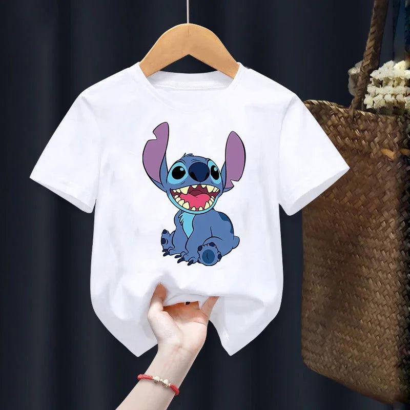 Disney Lilo Stitch Children T-Shirt Kawaii T Shirt Anime Cartoons Children Casual Clothes Tee Shirt Kid Girl Boy Fashion Y2K Top - Slobuy