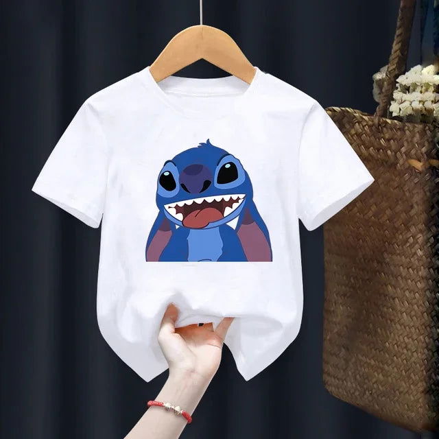 Disney Lilo Stitch Children T-Shirt Kawaii T Shirt Anime Cartoons Children Casual Clothes Tee Shirt Kid Girl Boy Fashion Y2K Top - Slobuy