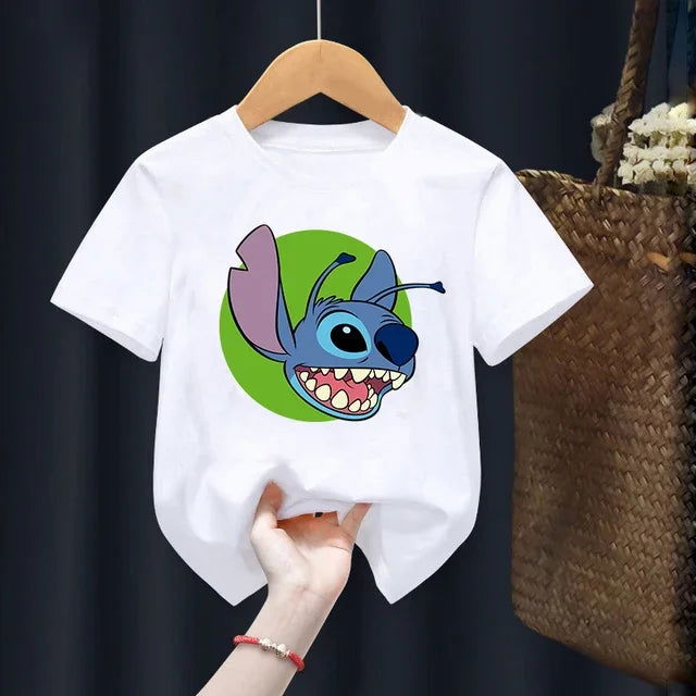 Disney Lilo Stitch Children T-Shirt Kawaii T Shirt Anime Cartoons Children Casual Clothes Tee Shirt Kid Girl Boy Fashion Y2K Top - Slobuy