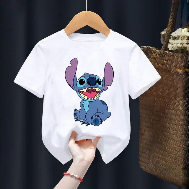 Disney Lilo Stitch Children T-Shirt Kawaii T Shirt Anime Cartoons Children Casual Clothes Tee Shirt Kid Girl Boy Fashion Y2K Top - Slobuy